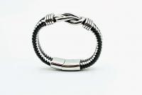 Knot Design Black & White Unisex Leather Bracelet