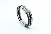 Knot Design Black & White Unisex Leather Bracelet