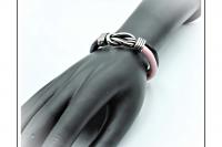 Knot Design Pink & Black Sheepskin Leather Bracelet