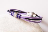 Chic Purple & Black Stainless Steel Bracelet - Customise Length & Colour