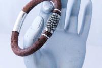 Leather & Steel Bracelet - Lattice Design - Customise!