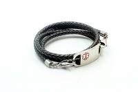 Medical Alert ID Tag Wrap Around Leather Bracelet