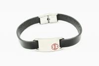 Medical Alert Genuine Flat Leather Bracelet - Customise