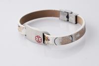 Medical Alert Flat Leather Flower Design Bracelet - Customise