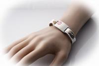 Medical Alert Flat Leather Flower Design Bracelet - Customise
