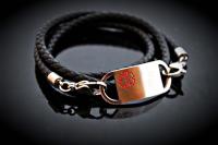 Medical Alert ID Tag Wrap Around Leather Bracelet