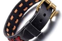 Punk Red & Black Leather Bracelet