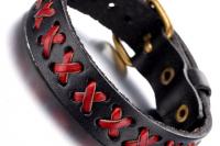 Punk Red & Black Leather Bracelet