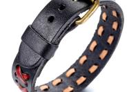 Punk Red & Black Leather Bracelet