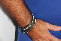 Leather Multiwrap Double Strand Black & White  Bracelet - Crafted To Size