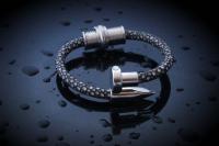 Nail and Spiral Screw Bracelet with Stingray Leather