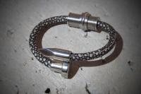 Nail and Spiral Screw Bracelet with Stingray Leather