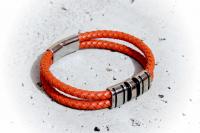 Orange Spice Multi Layer Leather & Steel Bracelet - Customisable