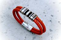 Orange Spice Multi Layer Leather & Steel Bracelet - Customisable