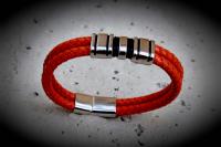 Orange Spice Multi Layer Leather & Steel Bracelet - Customisable