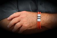 Orange Spice Multi Layer Leather & Steel Bracelet - Customisable