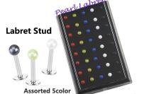 Pearl Labret Studs - Choice Of Colour and Length