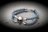 Leather Skull Pirate Double Layer Bracelet In Stingray Leather - Customisable!