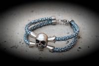 Leather Skull Pirate Double Layer Bracelet In Stingray Leather - Customisable!