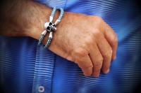 Leather Skull Pirate Double Layer Bracelet In Stingray Leather - Customisable!