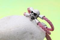 Pink Leather Skull Pirate Double Layer Bracelet - Customisable!