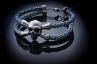 Leather Skull Pirate Double Layer Bracelet In Stingray Leather - Customisable!