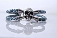 Leather Skull Pirate Double Layer Bracelet In Stingray Leather - Customisable!