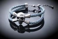 Leather Skull Pirate Double Layer Bracelet In Stingray Leather - Customisable!