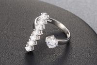 Geometric Unusual Design Bar Ring With Crystals