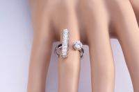Geometric Unusual Design Bar Ring With Crystals