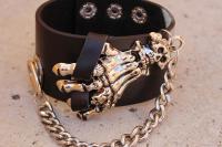 Punk Skeleton Hand Leather Bracelet