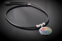 Circular Rainbow Flag Stainless Steel and Leather Choker - Customisable!