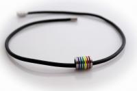 Rainbow Flag Stainless Steel Tube and Leather Choker