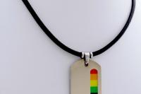 Rainbow Tag Stainless Steel & Leather Choker