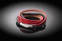 Wraparound Double Layer Bracelet in a Rebellious Red Snakeskin leather