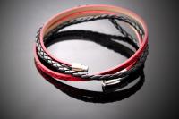 Wraparound Double Layer Bracelet in a Rebellious Red Snakeskin leather