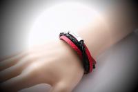 Wraparound Double Layer Bracelet in a Rebellious Red Snakeskin leather