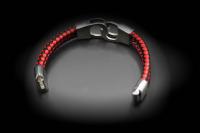 Handcuff Design Leather & Steel Red & Black Bracelet.