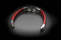 Handcuff Design Leather & Steel Red & Black Bracelet.