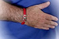 Red Double Layer Leather & Steel Bracelet - Customisable