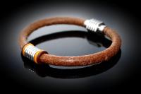 Rustic Brown Leather and Steel Bracelet - Build Your Own Bracelet!