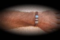 Rustic Tan Contemporary Double Layer Leather & Steel Bracelet - Customisable