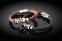 Leather & Steel Skull Bracelet - Customise Your Size & Colour