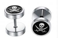 Fake Ear Plug - Skull Design in Stainless Steel