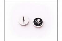 Fake Ear Plug - Skull Design in Stainless Steel