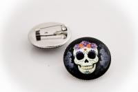 Skull Glass Pin Badge