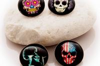 Skull -  Glass Badges - Choice of 4