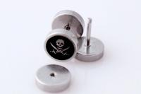 Fake Ear Plug - Skull Design in Stainless Steel