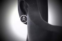 Fake Ear Plug - Skull Design in Stainless Steel