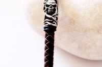 Leather and Steel Punk Skull Bracelet